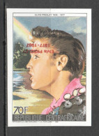 Fr356 Imperf 1987 Central Africa Upside Down Red Overprint Elvis Presley Michel #1295B 1St Mnh - Elvis Presley