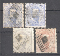 Sp143 1872,1872 Spain King Amadeo I Michel #114,116,122A,B 12 Euro 4St Used - Used Stamps