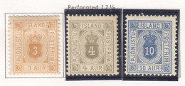 Sp608 1876 Iceland Service Stamp Crown Shield Perf 14X12.5 Michel #3B,5B 68 Euro #4B Undefined Price 3St Lh - Unused Stamps