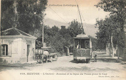 Menton * Le Tramway * L'octroi , Avenue Et La Ligne Du Tram Pour Le Cap * Villageois - Menton