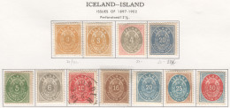 Sp612 1882-1901 Iceland Crown Inscribed 'Postfrim' 14X12.5 Michel #7-9B,12-14Ba,16A,16A,20-22 384 Euro 10St Lh, 1St Used - Ongebruikt