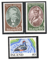 Sp766 1977,1978 Iceland Fauna Birds Famous People Michel #524,8,9 3St Mnh - Unused Stamps