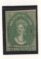 Tas004 1855 Australia Tasmania Two Pence Good Edges Gibbons Sg #15 550 £ 1St Used - Usati