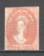 Tas020 1857 Australia Tasmania One Penny Original Gum Gibbons Sg #26 650 £ 1St Lh - Andere & Zonder Classificatie