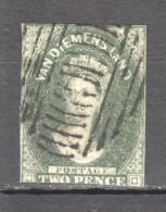 Tas028 1860 Australia Tasmania Two Pence 5Th Printing John Davies Gibbons Sg #34 85 £ 1St Used - Usados