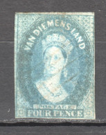 Tas031 1857 Australia Tasmania Four Pence Inverted Watermark Original Gum Good Edges Gibbons Sg #35 1St Lh - Other & Unclassified