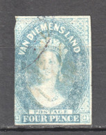 Tas032 1857 Australia Tasmania Four Pence Gibbons Sg #36 26 £ 1St Used - Used Stamps
