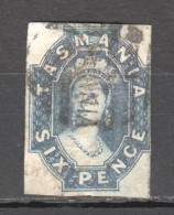 Tas046 1860 Australia Tasmania Six Pence Gibbons Sg #48 75 £ 1St Used - Used Stamps