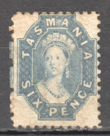 Tas078 1864 Australia Tasmania Six Pence Original Gum Gibbons Sg #64 650 £ 1St Lh - Other & Unclassified