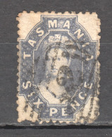 Tas082 1864 Australia Tasmania Six Pence Gibbons Sg #66 50 £ 1St Used - Used Stamps