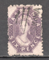 Tas090 1871 Australia Tasmania Six Pence Perf By The Post Office Gibbons Sg #137 22 £ 1St Used - Gebraucht