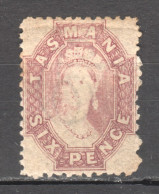 Tas093 1865 Australia Tasmania Six Pence Original Gum Gibbons Sg #76 190 £ 1St Lh - Altri & Non Classificati