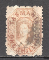 Tas101 1871 Australia Tasmania One Shilling Perforated By The Post Office Gibbons Sg #140 350 £ 1St Lh (*) - Used Stamps