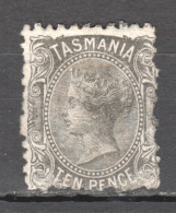 Tas106 1871 Australia Tasmania Ten Pence Stamped Post Office Gibbons Sg #134 50 £ 1St Lh - Other & Unclassified