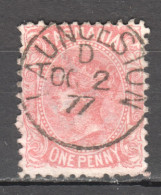 Tas109 1871 Australia Tasmania One Penny Stamped 77 Launceston Gibbons Sg #144 1St Used - Usati