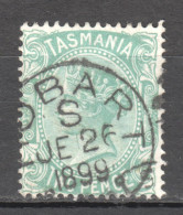Tas131 1878 Australia Tasmania Two Pence Stamped 1899 Hobart Gibbons Sg #157 1St Used - Gebruikt