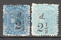 Tas154 1891 Australia Tasmania Nine Pence Gibbons Sg #168,168B 35 £ 2St Lh - Altri & Non Classificati