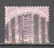 Tas202 1880 Australia Tasmania Fiscal Six Pence Gibbons Sg #F28 1St Used - Gebruikt