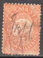 Tas204_5 1863 Australia Tasmania Perf 12 Ten Shillings Fiscal Gibbons Sg #F16 275 £ 1St Used - Oblitérés