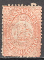 Tas204_7 1863 Australia Tasmania Perf 11.5X12 Ten Shillings Fiscal Gibbons Sg #F25 350 £ 1St Used - Used Stamps