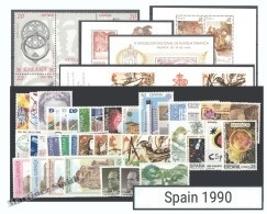 Complete Year Set Spain 1990 - 43 Values + 3 BF + 1 Booklet - Yv. 2661-2709/ Ed. 3047-3098, MNH - Años Completos
