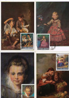 4 Cards Maximum ( Same Stamp As The Card ) Sharjah 1970 Paintings Murillo Rubens Velasquez - Emiratos Arábes Unidos