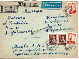 68089 - Russland / UdSSR - 1959 - 2@1Rbl Spasski-Turm MiF A R-LpBf MOSKVA -> KATOWICE (Polen) - Covers & Documents