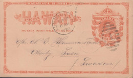 1889. HAWAII. KALAKAUA. R. 1881 PEPA POO LETA HAWAI AKAHI KENETA Beautiful And Rare Card To Sweden Cancell... - JF442049 - Hawaï