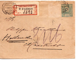 68095 - Portugal - 1897 - 25R GAUmschlag (ZusFrankatur Abgefallen) Als R-Bf O DEAXEMEIS -> PORTO -> MAASTRICHT (NL) - Lettres & Documents