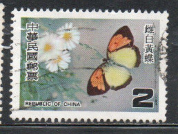 CHINA REPUBLIC CINA TAIWAN FORMOSA 1978 PROTECTED BUTTERFLIES IXIAS PYRENE BUTTERFLY 2$ USED USATO OBLITERE' - Gebraucht