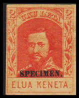 1869-1889. HAWAII. Kamehameha IV. 2 C ELUA KENATA Overprinted SPECIMEN. No Gum. Beautiful Stam... (Michel 18) - JF534888 - Hawaii