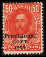 1893. HAWAII. Provisional GOVT. 1893 On 50 C. Hinged.  (Michel 55) - JF534901 - Hawaï