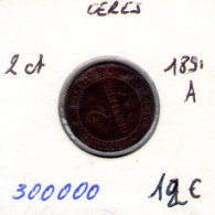 France. 2 Centimes Ceres 1891 A - 2 Centimes