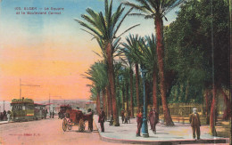 ALGERIE - Alger - Le Square Et Le Boulevard Carnot - Tramway - Promenade - Animé - Colorisé - Carte Postale Ancienne - Alger