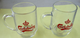 2 Advertising Carlsberg Pint Sized Beer Mugs In Great Condition - Alcools
