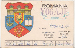 Romania 1983 Circulated QSL Card Y06AJF - Sibiu City Coat Of Arms - Autres & Non Classés