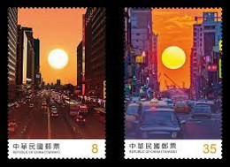 Taiwan 2020 City Sunsets Stamps Car Architecture Scenery Sun - Neufs