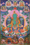 China - Green Tara, Thangka On Cotton Fabric, Tibetan Buddhist Relic At Yonghe Lamasery, Beijing - Tíbet