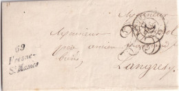 France Marcophilie - Cursive 69 / Fresne / St Mames - 1851 - Avec Texte - Indice  10 - TB - 1801-1848: Precursori XIX