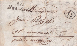 France Marcophilie - Cursive 66 / Habsheim - 1844 - Avec Texte - Indice  17 - TB - 1801-1848: Vorläufer XIX
