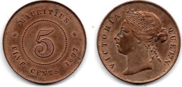 MA 23544 / Mauritius 5 Cents 1897 SPL - Mauricio