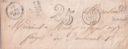 France Marcophilie - Cursive 50 / Bologne / S Marne - 1853 - Avec Texte De Marault - Indice  14 - TB - 1801-1848: Précurseurs XIX