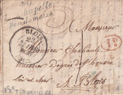 France Marcophilie - Cursive 40 / La Chapelle / Vendomoise - 1836 - Avec Texte De Tourailles - Indice  9 - TB - 1801-1848: Précurseurs XIX