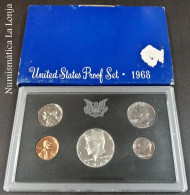 Estados Unidos United States Set 1 Dime 1 5 Cent 1/4 1/2 Dollar 1968 Proof Siver Sc Unc - Collezioni