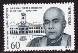India 1987 Dr Rajah Sir Muthiah Chettiar Commemoration, MNH, SG 1281 (D) - Ungebraucht