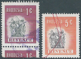 Great Britain,RHODESIA , Revenue Stamps Tax - Fiscal 1c & 5c,Used - Southern Rhodesia (...-1964)