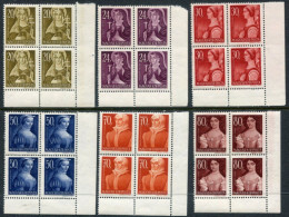HUNGARY 1944 Famous Women Blocks Of 4 MNH / **.  Michel 754-59 - Unused Stamps
