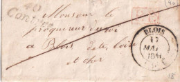 France Marcophilie - Cursive 40 / Contres - 1841 - Sans Texte - Indice  18 - TB - 1801-1848: Vorläufer XIX