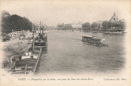 Paris * Perspective Sur La Seine * Vue Prise Du Pont Des Saints Pères * Péniche Batellerie - El Sena Y Sus Bordes