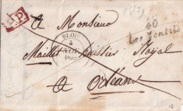 France Marcophilie - Cursive 40 / Les Montils & PP - 1839 - Avec Texte - Indice  14 - TB - 1801-1848: Précurseurs XIX